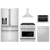 ZLINE 5-Piece Appliance Package - 30-Inch Paramount Gas Range, Wall Mount Range Hood, 36-Inch French Door Refrigerator with Water Dispenser, Dishwasher, and 24-Inch Microwave Drawer in Stainless Steel