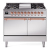 ILVE Nostalgie II 40" Dual Fuel Range with 6 Sealed Burners + Griddle Solid Door - UPD40FQNMP