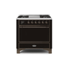 ILVE 36 Inch Majestic II Series Natural/ Propane Gas Burner and Electric Oven Range with 6 Sealed Burners (UM09FDQNS3)