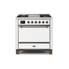 ILVE 36 Inch Majestic II Series Natural/ Propane Gas Burner and Electric Oven Range with 6 Sealed Burners (UM09FDQNS3)