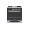 ILVE 36 Inch Majestic II Series Natural/ Propane Gas Burner and Electric Oven Range with 6 Sealed Burners (UM09FDQNS3)
