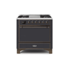 ILVE 36 Inch Majestic II Series Natural/ Propane Gas Burner and Electric Oven Range with 6 Sealed Burners (UM09FDQNS3)