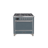 ILVE 36 Inch Majestic II Series Natural/ Propane Gas Burner and Electric Oven Range with 6 Sealed Burners (UM09FDQNS3)