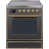 ILVE 30" Majestic II Series Freestanding Electric Single Oven Range with 4 Elements, Triple Glass Cool Door, Convection Oven, TFT Oven Control Display and Child Lock (UMI30NE3)