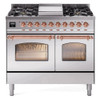 ILVE 40" Nostalgie II Series Freestanding Double Oven Dual Fuel Range with 6 Sealed Burners and Griddle - UPD40FNMP