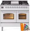 ILVE 40" Nostalgie II Series Freestanding Double Oven Dual Fuel Range with 6 Sealed Burners and Griddle - UPD40FNMP