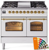 ILVE 40" Nostalgie II Series Freestanding Double Oven Dual Fuel Range with 6 Sealed Burners and Griddle - UPD40FNMP