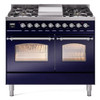 ILVE 40" Nostalgie II Series Freestanding Double Oven Dual Fuel Range with 6 Sealed Burners and Griddle - UPD40FNMP