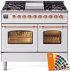 ILVE 40" Nostalgie II Series Freestanding Double Oven Dual Fuel Range with 6 Sealed Burners and Griddle - UPD40FNMP
