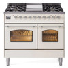 ILVE 40" Nostalgie II Series Freestanding Double Oven Dual Fuel Range with 6 Sealed Burners and Griddle - UPD40FNMP