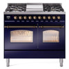 ILVE 40" Nostalgie II Series Freestanding Double Oven Dual Fuel Range with 6 Sealed Burners and Griddle - UPD40FNMP