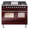 ILVE 40" Nostalgie II Series Freestanding Double Oven Dual Fuel Range with 6 Sealed Burners and Griddle - UPD40FNMP
