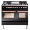 ILVE 40" Nostalgie II Series Freestanding Double Oven Dual Fuel Range with 6 Sealed Burners and Griddle - UPD40FNMP
