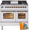 ILVE 40" Nostalgie II Series Freestanding Double Oven Dual Fuel Range with 6 Sealed Burners and Griddle - UPD40FNMP