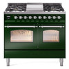 ILVE 40" Nostalgie II Series Freestanding Double Oven Dual Fuel Range with 6 Sealed Burners and Griddle - UPD40FNMP