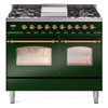 ILVE 40" Nostalgie II Series Freestanding Double Oven Dual Fuel Range with 6 Sealed Burners and Griddle - UPD40FNMP