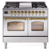 ILVE 40" Nostalgie II Series Freestanding Double Oven Dual Fuel Range with 6 Sealed Burners and Griddle - UPD40FNMP