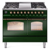 ILVE 40" Nostalgie II Series Freestanding Double Oven Dual Fuel Range with 6 Sealed Burners and Griddle - UPD40FNMP