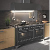 ILVE 60 Inch Majestic II Series Dual Fuel Natural Gas Range with 9 Sealed Burners and Griddle with 5.8 cu. ft. Total Oven Capacity TFT Oven Control Display (UM15FDNS3)