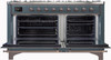 ILVE 60 Inch Majestic II Series Dual Fuel Natural Gas Range with 9 Sealed Burners and Griddle with 5.8 cu. ft. Total Oven Capacity TFT Oven Control Display (UM15FDNS3)