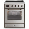 ILVE 30" Majestic II Series Freestanding Electric Single Oven Range with 4 Elements, Triple Glass Cool Door, Convection Oven, TFT Oven Control Display and Child Lock (UMI30NE3)