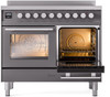 ILVE 40" Professional Plus II Series Freestanding Electric Double Oven Range with 5 Elements, Triple Glass Cool Door, Convection Oven, TFT Oven Control Display and Child Lock - UPDI406WMP