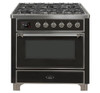 ILVE 36 Inch Majestic II Series Dual Fuel Natural Gas Range with 6 Burners and Griddle with 3.5 cu. ft. Oven Capacity TFT Oven Control Display (UM09FDNS3)