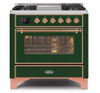 ILVE 36 Inch Majestic II Series Dual Fuel Natural Gas Range with 6 Burners and Griddle with 3.5 cu. ft. Oven Capacity TFT Oven Control Display (UM09FDNS3)