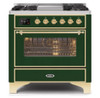 ILVE 36 Inch Majestic II Series Dual Fuel Natural Gas Range with 6 Burners and Griddle with 3.5 cu. ft. Oven Capacity TFT Oven Control Display (UM09FDNS3)