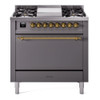 ILVE Nostalgie II 36" Dual Fuel Range with 6 Sealed Burners + Griddle Solid Door - UP36FQNMP