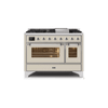 ILVE Majestic II 48 Inch Dual Fuel Range, Double Oven, 8 Burners & Griddle UM12FDNS3