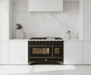 ILVE Majestic II 48 Inch Dual Fuel Range, Double Oven, 8 Burners & Griddle UM12FDNS3