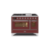 ILVE Majestic II 48 Inch Dual Fuel Range, Double Oven, 8 Burners & Griddle UM12FDNS3