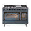 ILVE Nostalgie II Noblesse 48" Dual Fuel Freestanding Range 8 Sealed Burners + Griddle with Triple Glass Door - UN48FNMP