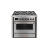 ILVE 36 Inch Majestic II Series Dual Fuel Natural Gas Range with 6 Burners and Griddle with 3.5 cu. ft. Oven Capacity TFT Oven Control Display (UM09FDNS3)