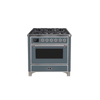 ILVE 36 Inch Majestic II Series Dual Fuel Natural Gas Range with 6 Burners and Griddle with 3.5 cu. ft. Oven Capacity TFT Oven Control Display (UM09FDNS3)