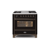 ILVE 36 Inch Majestic II Series Dual Fuel Natural Gas Range with 6 Burners and Griddle with 3.5 cu. ft. Oven Capacity TFT Oven Control Display (UM09FDNS3)