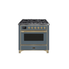 ILVE 36 Inch Majestic II Series Dual Fuel Natural Gas Range with 6 Burners and Griddle with 3.5 cu. ft. Oven Capacity TFT Oven Control Display (UM09FDNS3)