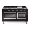 ILVE Nostalgie II Noblesse 60" Dual Fuel Freestanding Range with 9 Sealed Burners + Griddle with Triple Glass Door - UN60FNMP