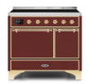 ILVE 40 Inch Majestic II Series Induction Range with 6 Elements Dual Ovens TFT Control Display Solid Oven Door (UMDI10QNS3)