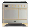 ILVE 40 Inch Majestic II Series Induction Range with 6 Elements Dual Ovens TFT Control Display Solid Oven Door (UMDI10QNS3)