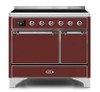 ILVE 40 Inch Majestic II Series Induction Range with 6 Elements Dual Ovens TFT Control Display Solid Oven Door (UMDI10QNS3)