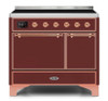 ILVE 40 Inch Majestic II Series Induction Range with 6 Elements Dual Ovens TFT Control Display Solid Oven Door (UMDI10QNS3)