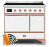 ILVE 40 Inch Majestic II Series Induction Range with 6 Elements Dual Ovens TFT Control Display Solid Oven Door (UMDI10QNS3)