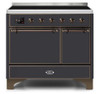 ILVE 40 Inch Majestic II Series Induction Range with 6 Elements Dual Ovens TFT Control Display Solid Oven Door (UMDI10QNS3)