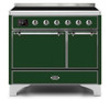 ILVE 40 Inch Majestic II Series Induction Range with 6 Elements Dual Ovens TFT Control Display Solid Oven Door (UMDI10QNS3)