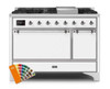 ILVE 48 Inch Majestic II Series Freestanding Dual Fuel Liquid Propane Range with 8 Sealed Brass Non Stick Coated Burners and Griddle (UM12FDQNS3)