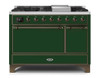 ILVE 48 Inch Majestic II Series Freestanding Dual Fuel Liquid Propane Range with 8 Sealed Brass Non Stick Coated Burners and Griddle (UM12FDQNS3)