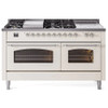 ILVE 60" Nostalgie II Series Freestanding Double Oven Dual Fuel Range with 8 Sealed Burners and Griddle - UP60FSNMP