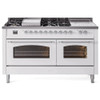 ILVE 60" Nostalgie II Series Freestanding Double Oven Dual Fuel Range with 8 Sealed Burners and Griddle - UP60FSNMP